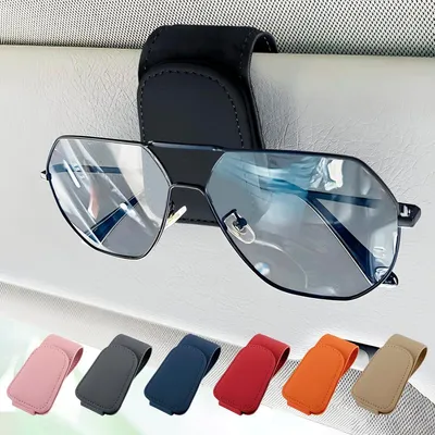 Produktbild von Brillenhalter Auto-Sonnenblenden-Sonnenbrillenhalter, Auto-Sonnenbrillenhalter, magnetische Leder-Brillenhalter, Brillenaufhänger, Ticketkarten-Clip,