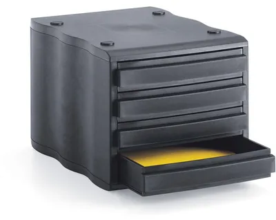 Produktbild von Schubladenbox styrowave 4 Schubladen 46mm schwarz/schwarz