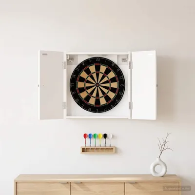 Produktbild von Möbel Dartboard Schrank BREDA Weiß 52,5 x 10,5 x 53,5 cm - Dartpfeile &25171