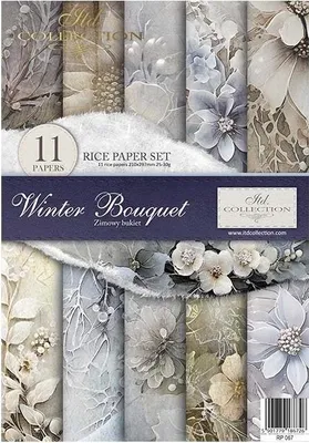 Produktbild von Reispapier-Set A4 für Decoupage – RP067 Winter Bouquet – ITD Collection