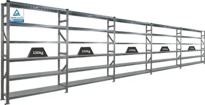Produktbild von Fachbodenregal PROXIMO mit  Stecksystem | Komplettregal | HxBxT 210x750x40cm | 6 Ebenen | Beidseitig nutzbar | Verzinkt