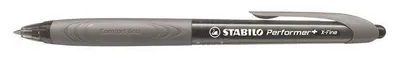 Image de Stylo à bille "Performer+", corps gris, encre bleue, 0,38 mm, mécanisme de pression, STABILO