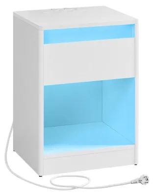 Obrázek produktu pro Noční stolek s LED osvětlením, barva: bílá