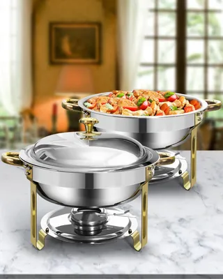 Chafing Dish Set 6L, 2er-Pack, Gold/Silber, Edelstahl, rund