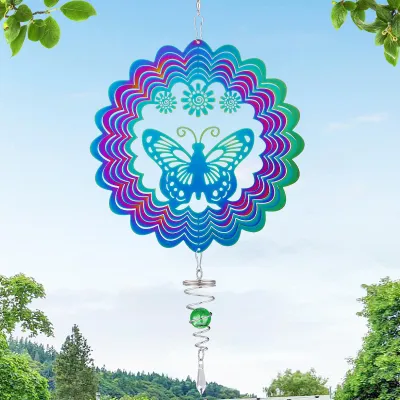 Produktbild von Windspinner Schmetterling 3D, spiralförmiger Schwanz, hängend, für Garten und Fenster