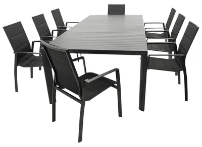 Produktbild von Garnitur 9-teilig 385 x 96 x 250 cm Aluminium Kunstgewebe Anthrazit