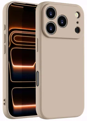 Image de Étui pour iPhone 18 Pro Max, en silicone liquide souple, résistant aux chocs, de couleur beige