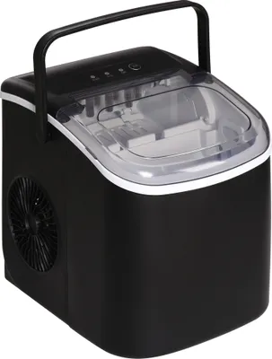 Produktbild von HOMCOM Eiswürfelmaschine Eiswürfelbereiter 9 Würfel in 6-12 Minuten fertig, 12 KG/24 H, Wasserstation mit 1,3 L Wassertank für Küche, Büro, Bar und Party, Schwarz