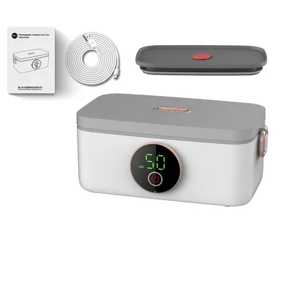 Produktbild von Elektrische Lunchbox 1000 ml mit 16000 mAh Akku – Tragbarer Lebensmittelwärmer mit Timer & LED-Anzeige, für Arbeit & Reisen