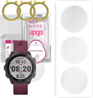 Produktbild von apgo 3 Stück Schutzfolie, klar, kompatibel mit Garmin forerunner 245 Smartwatch, Hydrogel Displayschutzfolie mit Positionierhilfe, Displayfolie, robust und kratzfest