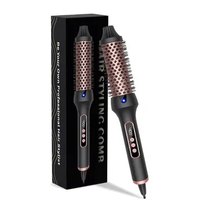 Produktbild von Heizbarer Lockenkamm Thermobürste Professionelle Styling-Rundbürste Lockenstab Volumengebende Heißbürste Verbrühungsschutz-Lockenkamm