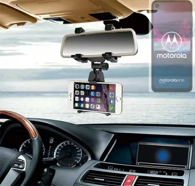 Produktbild von K-S-Trade Smartphone Halterung kompatibel mit Motorola one action Rückspiegel Halterung schwarz Auto Halterung KFZ Halter