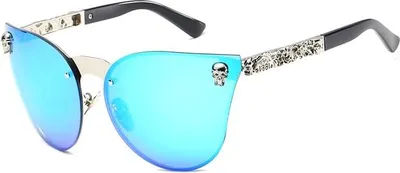Immagine prodotto di Camerazar Occhiali da sole cat-eye blu specchiati da donna, protezione UV, montatura leggera