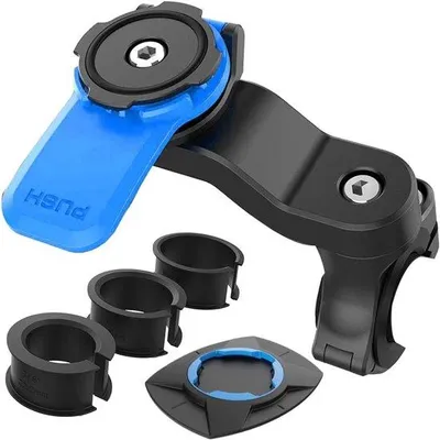 Obrázek produktu pro Univerzální držák na motocyklové řídítka pro mobilní telefon, otočný o 360 stupňů, odnímatelné příslušenství pro motocykly a kola, vhodné pro telefony o velikosti 4,7 až 7 palců