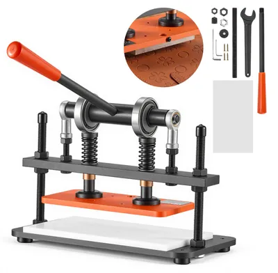 Zdjęcie produktu dla Maszyna do dziurkowania skóry VEVOR 260x120 mm Maszyna do cięcia skóry Maszyna do dziurkowania, prasa ręczna do tłoczenia i dziurkowania skóry, tkaniny, papieru, silikonu, nacisk 1,5 t, skok 12 mm