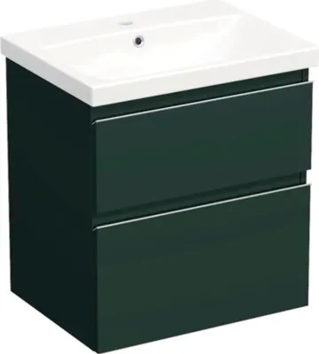 Produktbild von Jungborn Waschplatz TRENTA BxHxT 60x65x45 cm grün salvia matt mit Keramik-Waschtisch Griffleiste chrom matt