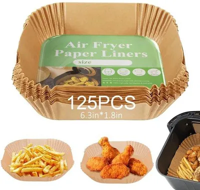 Image de Papier sulfurisé pour friteuse à air chaud, 16 cm, 125 feuilles, résistant à l'eau et à l'huile, pour friteuse à air chaud, four et cuiseur vapeur