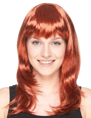 Produktbild von Edle Damen-Perücke mit Pony rot - Einheitsgröße