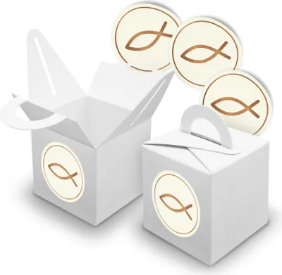 Produktbild von itenga SET 24x Würfelboxen mit Griff Weiß (V42) + Motivsticker (M160)