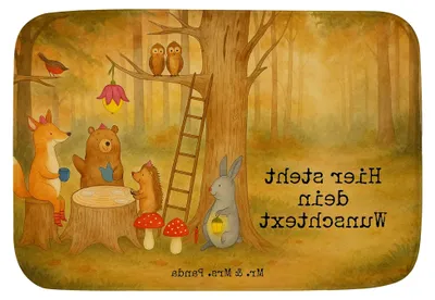 Produktbild von Badematte selbst gestalten mit Waldtieren im Picknick-Design - Geschenk, Hase, Wald, personalisiert, Maus, Igel, Badvorleger, lustige Sprüche, Duschvorleger, bedrucken