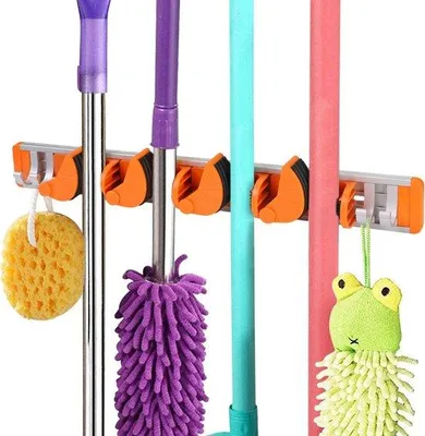 Produktbild von Famanu Besenhalter Wand - Robuste Halterung mit 4 Haken