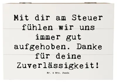 Produktbild von Mr. & Mrs. Panda Geschenkbox Spruch Busfahrer Sicherheit 22 x 15 cm - Weiß - Geschenk, Bedanken, Aufmerksamkeit, Dankeschön, holz, Truhe, Vertrauen, danke, fotobox, sagen