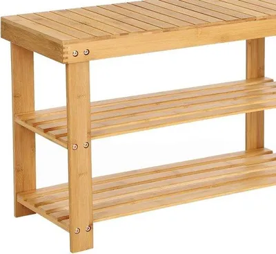 Produktbild von Famanu Schuhbank mit Ablagefläche aus Bambus 70 x 28 x 45 cm - Natur