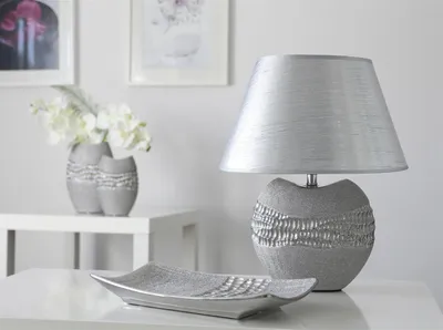 Produktbild von Gilde Keramik Lampe Splendor VE 2 (B x H x L) 20 x 27 x 0 cm silber, E 27, Schirm silber 2 Stück einer Größe