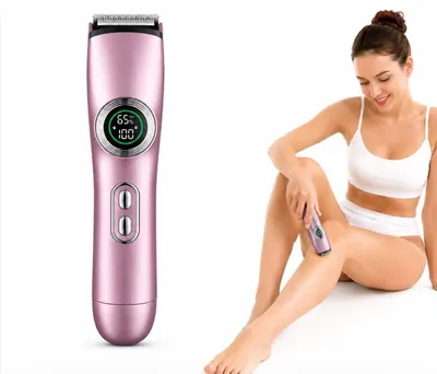 Produktbild von 2-in-1elektrischer Bikini-Trimmer,Doppelkopf Intimrasierer–wiederaufladbar,Trockenrasur,mit LED-Display,schmerzfreie Gesichtsrasur mit Keramik-Klingen