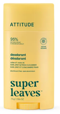 Imagen del producto de Desodorante en barra ATTITUDE Super Leaves Earl Grey y Pepino 75 g