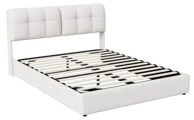 Obrázok produktu pre Postel Bett 160x200 cm - Čalúnená dvojlôžková posteľ - Posteľ s hydraulickým úložným priestorom - LED čelo s opierkou - Zamat - Krémová farba