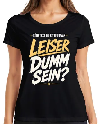 Immagine prodotto di Maglietta da donna, colore nero, taglia 3XL, con la scritta: "Potresti per favore fare un po' meno lo stupido?" (con tono sarcastico)