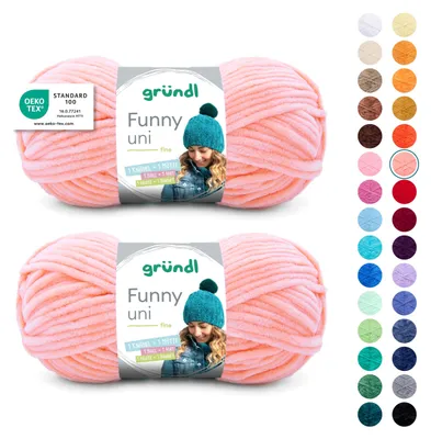 Zdjęcie produktu dla Gründl Wolle Funny uni, przędza chenille, 2 motki, 100 g, kolor: morela