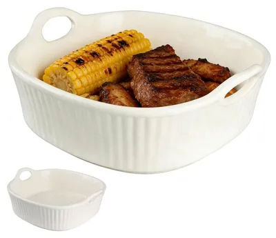 Image de Plat à gratin en céramique avec poignées, dimensions 20 x 19 x 6 cm, capacité 850 ml