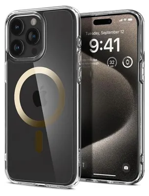 Produktbild von Spigen ACS06579, Cover, Apple, iPhone 15 Pro Max, 17 cm (6.7"), Gold, Transparent