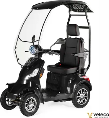 Immagine prodotto di Veleco Faster - Scooter senior con sedile del capitano - batteria agli ioni di litio rimovibile - tetto con parabrezza - scooter di mobilità - 1000W (nero)