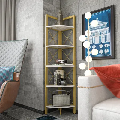 Produktbild von Skye Decor, Remo - Gold, Bücherregal, Gold, 100 % MELAMINBESCHICHTETE SPANPLATTEN, 30,5 x 33 x 160 cm