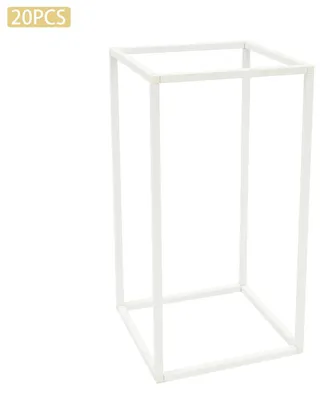 Produktbild von Hochzeit Blumenständer 20er Set - Metall Deko Säule - Geometrisch rechteckig - Freistehend - 21x21x40 cm - Weiß