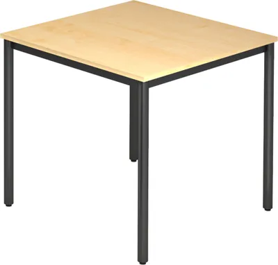 Produktbild von bümö Besprechungstisch Serie-D - Nachbildung Ahorn, Größe:  80x80 cm, tischfuss: Rundrohr schwarz