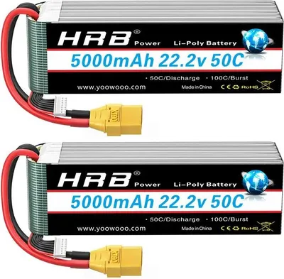 Immagine prodotto di Batteria per droni, 22,2V, 5000mAh, connettore XT90, 6s 5000mah XT90 2pcs
