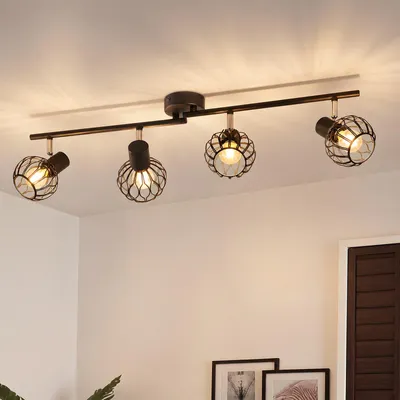 Produktbild von ZMH LED Deckenstrahler 4 Flammig Schwarz E14 Metall Deckenlampe 350° Schwenkbar Wohnzimmer Lampe Decke Spots Innen Deckenspot Küche Deckenleuchte