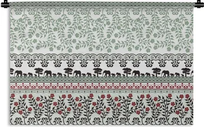 Produktbild von MuchoWow® Wandteppich Wandbehang Pflanzen - Elefant - Muster 60x40 cm Tapisserie Dekoration Wandtuch - Wanddekorationen