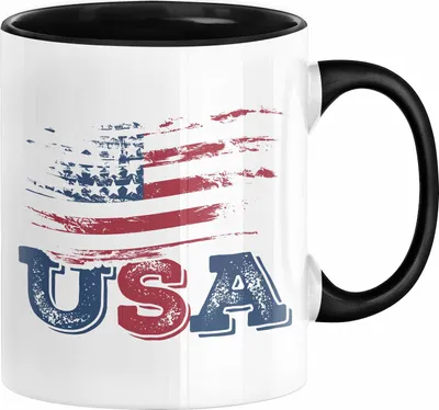 Produktbild von USA Flagge Tasse Geschenk Amerika Geschenkidee Auslandjahr Vereinigte Staaten Von Amerika (Schwarz)