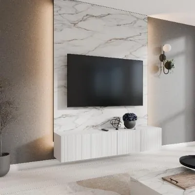 Produktbild von Margaret Hadas24 TV-Schrank Noe Fernsehschrank TV-Lowboard 200 cm Hängend modernes Design Wohnzimmer Wandmontage, TV Möbel weiß, weiß