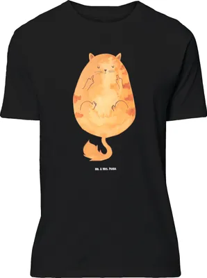 Produktbild von Mr. & Mrs. Panda Größe XL T-Shirt Katze Frühaufsteher - Schwarz - Geschenk, Tshirt, Tiger, Shirt, Katzen, mit Spruch, Kaffee, Mittelfinger