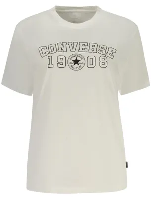 Produktbild von Stylisches Weißes Damen T-Shirt mit Logo-Print und Rundhalsausschnitt