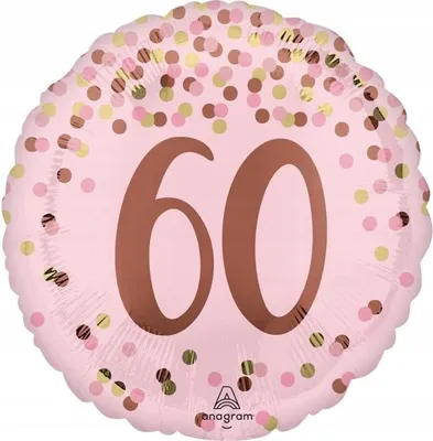 Zdjęcie produktu dla Różowy balon foliowy z konfetti na 60 urodziny 46cm