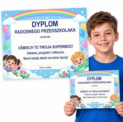Obrázek produktu pro Diplom pro děti A4 – „Radosnego Przedszkolaka” – polský text
