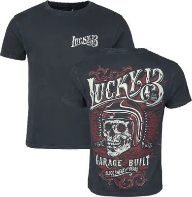 Produktbild von Lucky 13 T-Shirt Herren Skull Built schwarz 3XL