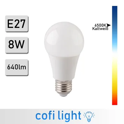 Produktbild von 1 Stück Forever Light E27 LED A60 8W Glühbirne Lampe 6000K Kaltweiß 640 Lumen Leuchtmittel Strahler Glühlampe